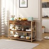 3 Tier Console Table with Drawers, Rustic Narrow Long Sofa Table with Storage Shelves, Behind Couch Accent Table for Entryway, Hallway, Living Room - 2 of 4
