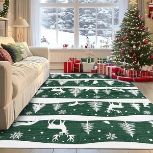 Runner Rug, Washable Low Pile Christmas Carpet, Soft Non Slip Indoor Mat for Kitchen, Entryway or Living Room - 1 of 4