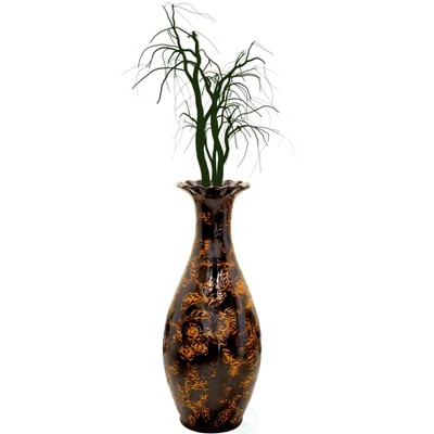 Uniquewise Traditional Brown Trumpet Shaped Floor Vase, 36 Tall