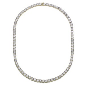 Guili 4mm Tennis Necklace in White, Gold, or Rose Gold with Clear Cubic Zirconia for Radiant Shine and Timeless Elegance at Formal Occasions. - 1 of 3