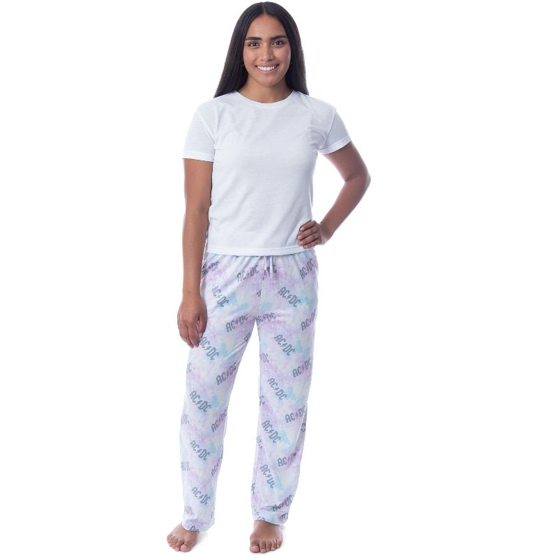AC/DC Womens' All Over Logo Pastel Tie Dye Pajama Pants Loungewear Sleep Multi, 4 of 5