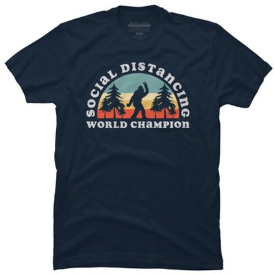 Men's Design By Humans Bigfoot Social Distancing World Champion By Tingsy T-Shirt