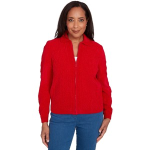 Alfred Dunner Women's Zip-Front Chenille Collared Cardigan - 1 of 4