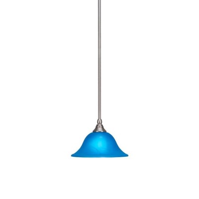 Toltec Lighting Any 1 - Light Pendant in  Brushed Nickel with 10" Blue Italian  Shade