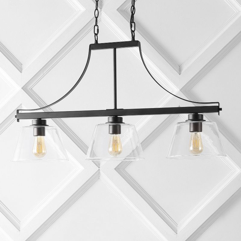 36&#34; 3-Light Jayden Industrial Farmhouse Iron/Glass Linear LED Pendant Oil Rubbed Bronze/Clear - JONATHAN Y, 5 of 12
