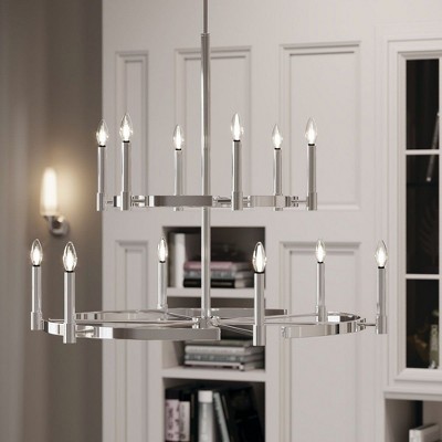 Tolani 12-Light Brushed Natural Brass Candle Chandelier