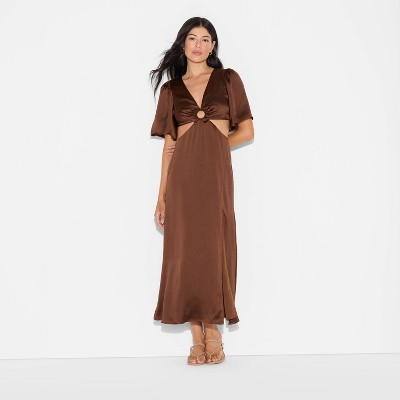 flutter sleeve bodycon dress The Flutter-Sleeve Dress in Stretch Linen main image 1