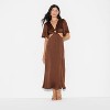 Women's Flutter Sleeve Satin Cap Maxi Bodycon Dress - Wild Fable™ Dark Brown - 2 of 3