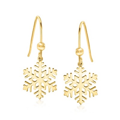 Ross-Simons Italian 10kt Yellow Gold Snowflake Drop Earrings