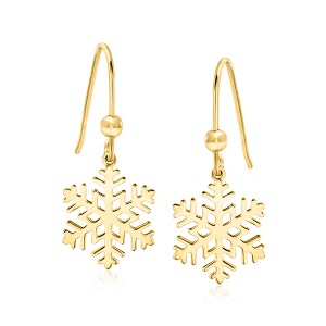 Ross-Simons Italian 10kt Yellow Gold Snowflake Drop Earrings - 1 of 3