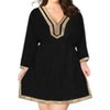 LA LEELA Women's Summer Bathing Suit Cover-up Holiday Beachwear Mini Swim Suit Loose Beach Dress Short Swim Shirt X-Large-XX-Large Black, Solid - 4 of 4