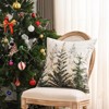 Decorative Christmas Tree Pillow Covers 18x18 Inch Set of 2,Christmas Cotton Linen Cushion Cases, Red Winter Christmas Throw Pillows - 4 of 4