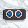 Slickblue Rose Goldtone Sapphire Blue CZ Earrings – Halo Design, Clear CZ Stones, Beautiful Jewelry for Women - 3 of 4