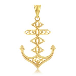 Classic Gold 14K Yellow Gold Designed Anchor Pendant - 1 of 3