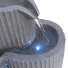 Alpine Corporation 32" 5-Tier Gray Fluted Pots Fountain: Outdoor LED-Lit Water Feature, Resin Crafted, Electric Powered - 3 of 4