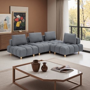 120" Teddy Straight Sectional Sofa, Spacious Seats, Mid-Century Modern - 1 of 4