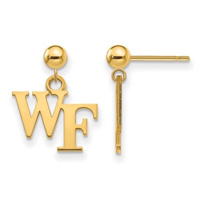 Black Bow Jewelry 14k Yellow Gold Wake Forest Demon Deacons NCAA Dangle Earrings