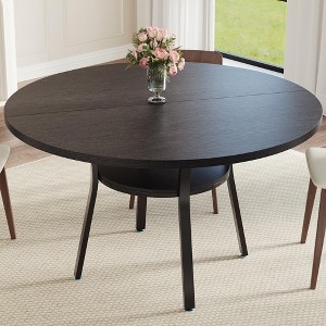 47" Round Dining Table for 4-6, Farmhouse Kitchen Table with Sturdy Metal Frame, Space Saving Circle Dinner Room Table for Kitchen - 1 of 4