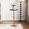 SYFERLORY  Adjustable-Height Pedestal Drink Table, Antique Brass Metal Plant Stand With Faux Marble Oval Tabletop，Black - 3 of 4