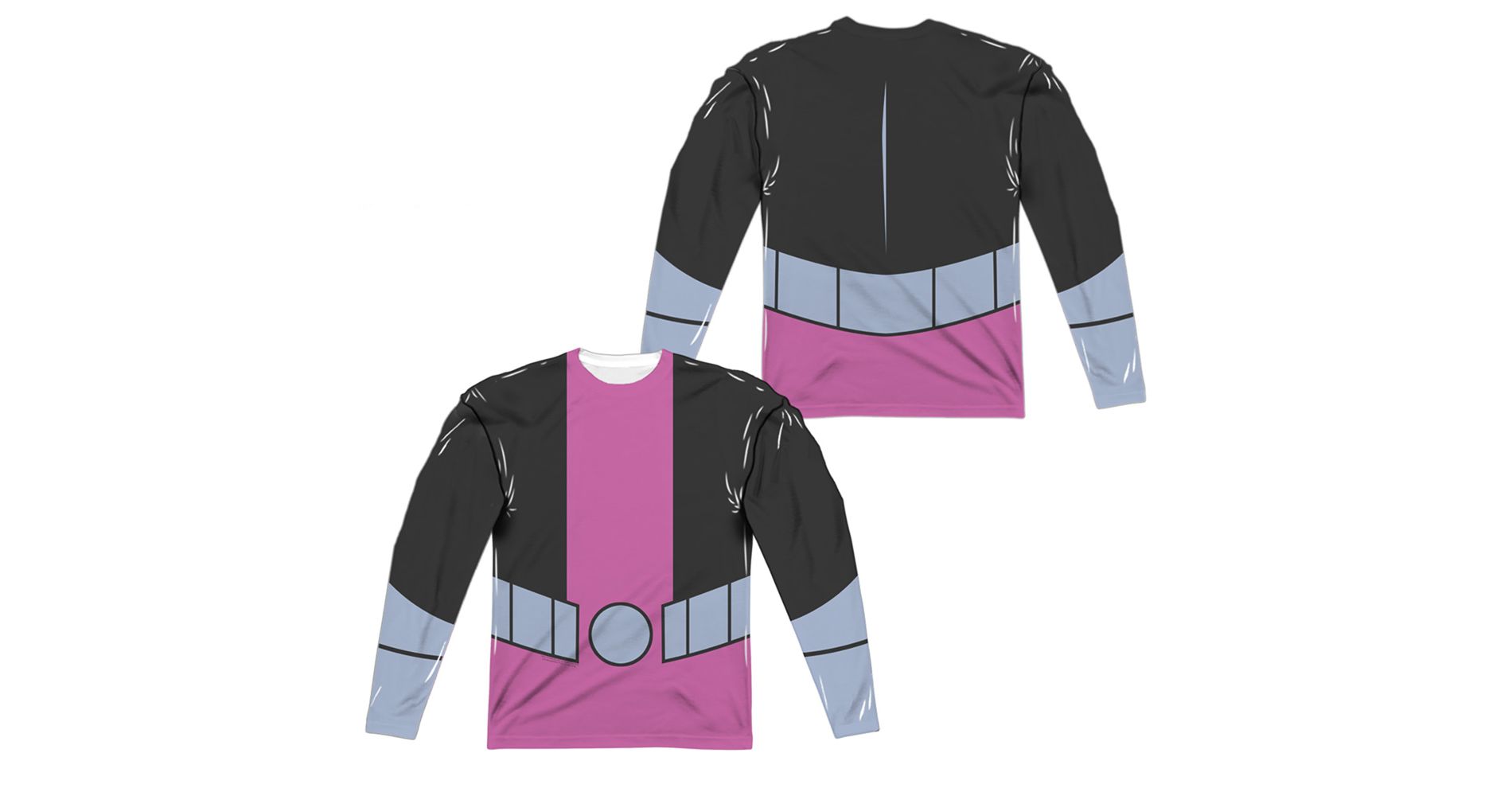 Men's Teen Titans Go Beast Boy Uniform Front Back Print Long Sleeve Costume T-Shirt