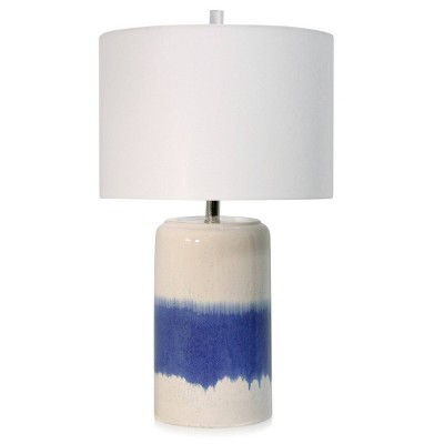 Bay St.Louis Strip Ceramic Table Lamp with Fabric Shade White/Blue - StyleCraft