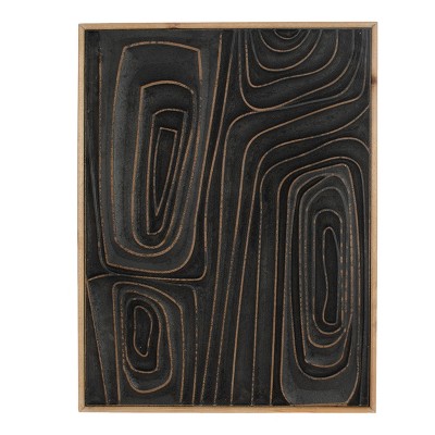 VIP Wood 20.47 in. Black Concentric Loops Painted Home Decor
