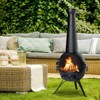 SINGLYFIRE 55" H Wood Burning Chiminea Fire Pit with Mesh Sides, Poker & Cover - 3 of 4