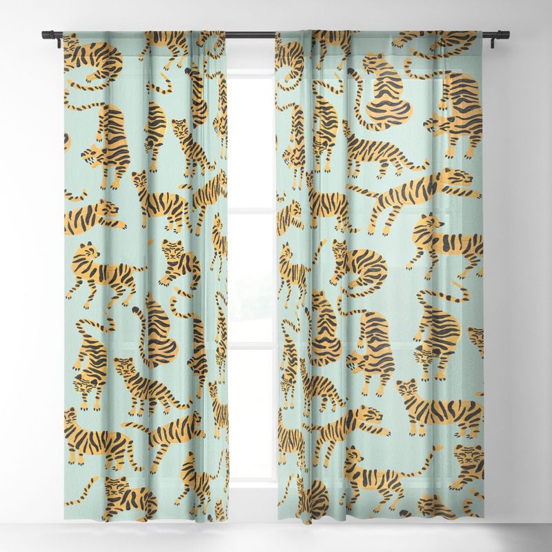Cat Coquillette Tiger Collection Mint Orange Single Panel Sheer Window Curtain - Deny Designs, 2 of 7