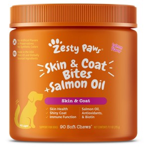 Zesty Paws Skin Health Salmon Soft Chews for Dogs - Salmon Flavor - 90ct - 1 of 4
