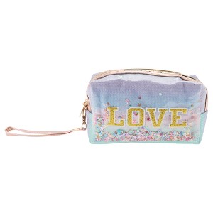 Unique Bargains Women's Sequin Embroidery LOVE Makeup Bag 1 Pc - 1 of 3