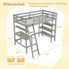 Infans Twin Size Solid Wood Loft Bed with Desk & Bookshelves, Ladder & Guardrails Gray - 2 of 4