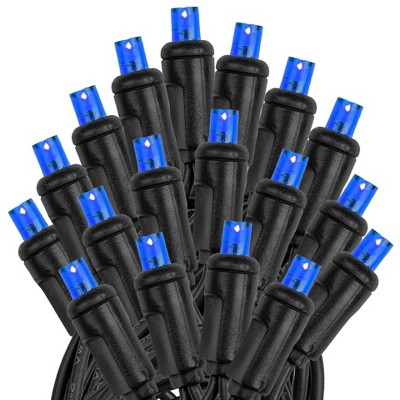 25-Foot Blue LED Christmas Tree Lights with Black Wire