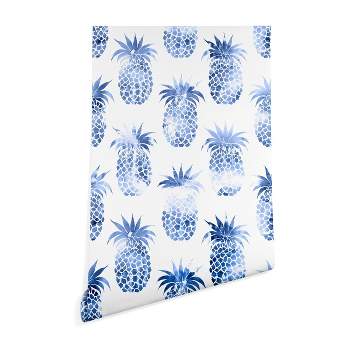 2' x 10' Schatzi Brown Pineapples Blue Wallpaper Blue - Deny Designs