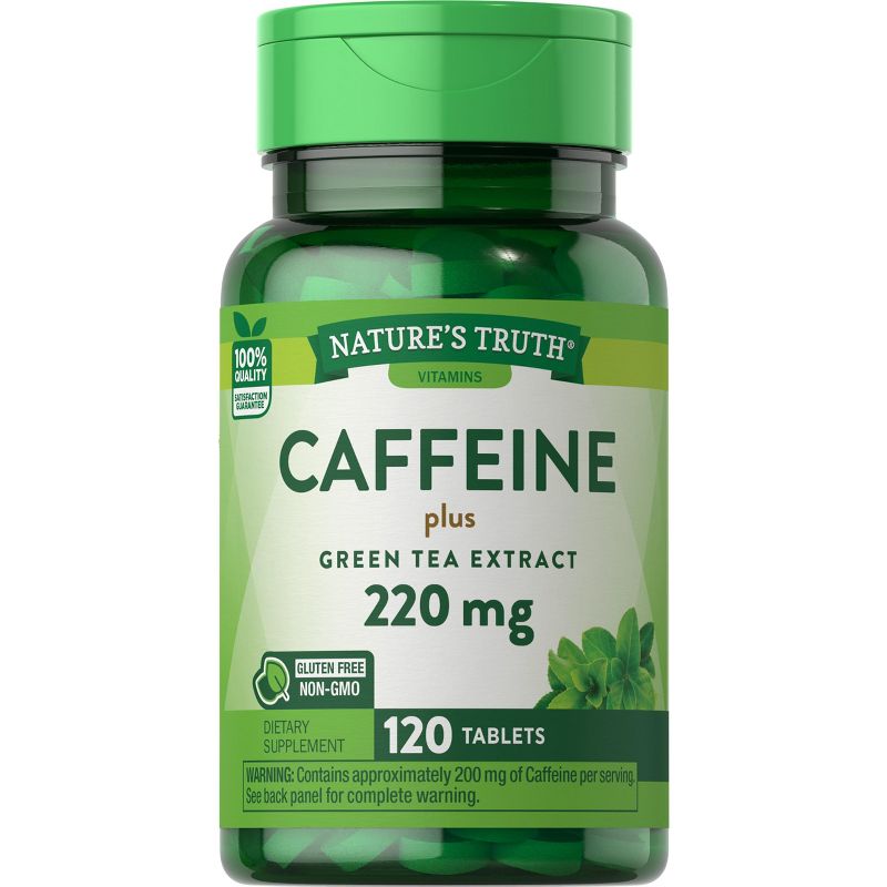Nature's Truth Caffeine 220mg with Green Tea Extract | 120 Tablets, 1 of 5