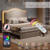 Bed Frame with LED Lights and Charging Station, 50" Tall Storage Headboard - 3 of 4