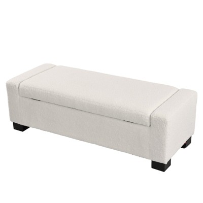 DSVIMOY Rectangular Ottoman Bench with Hinged Lid for Footrest, and Hidden Storage, Perfect for Living Room, Bedroom, Beige, 50.25"*20"*16.75"