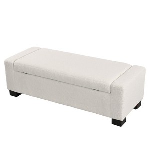 DSVIMOY Rectangular Ottoman Bench with Hinged Lid for Footrest, and Hidden Storage, Perfect for Living Room, Bedroom, Beige, 50.25"*20"*16.75" - 1 of 4