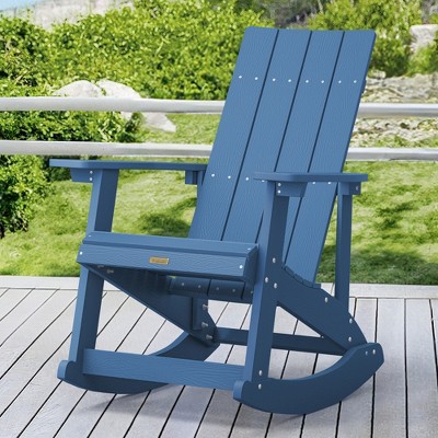 All-Weather HDPS Adirondack Rocking Chair, High Back Outdoor Porch Rocker for Patio, Garden, Backyard & Indoor Use