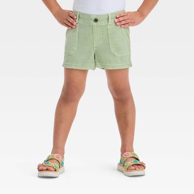 Toddler Girls' Twill Shorts - Cat & Jack™ Light Olive 3T