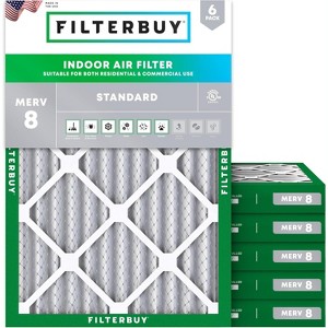 Filterbuy 23.5x25x2 Air Filter (6-Pack), Pleated MERV 8 Dust Defense Replacement HVAC AC Furnace Filters (Actual Size: 23.50 x 25.00 x 1.75) - 1 of 4