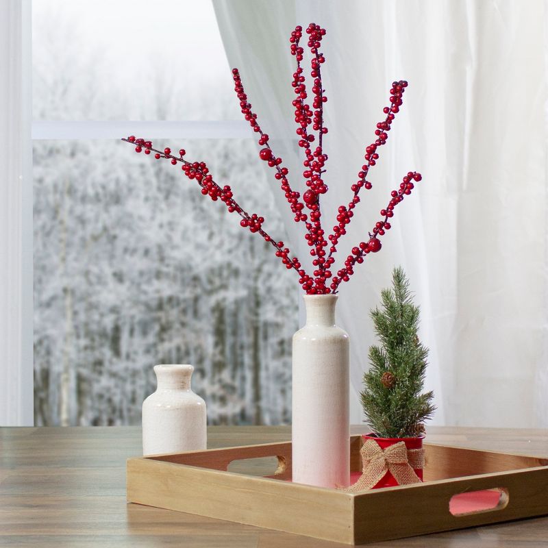 Northlight 25-Inch Red Berries Artificial Christmas Twig Branch Spray, 2 of 3