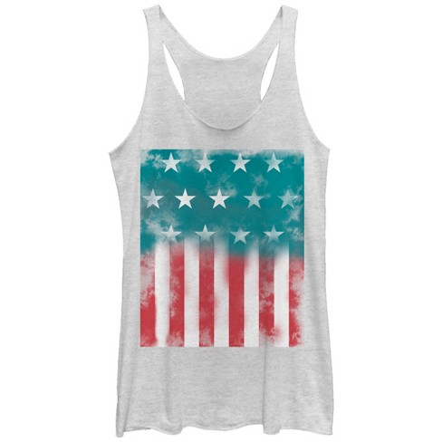 Women's Lost Gods Fourth Of July American Flag Watercolor Racerback ...