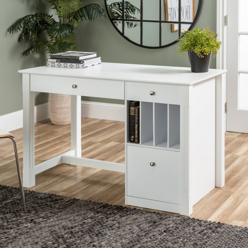 Home Office Deluxe Storage Computer Desk White - Saracina Home, 3 of 12