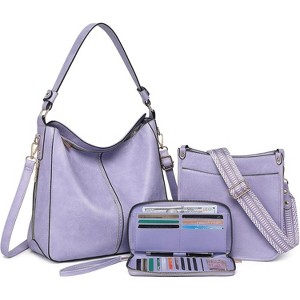 3PCS Crossbody Bags Set Large Leather Purse Shoulder Handbags with Wallet Adjustable Straps - 1 of 4