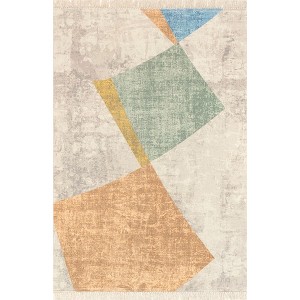 Nuloom Sunny Abstract Fringe Indoor Area Rug Color Beige Size 5' x 8' - 1 of 4