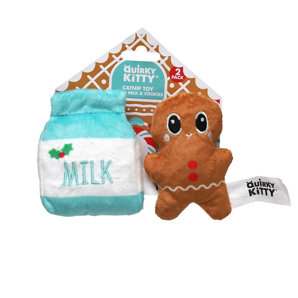 Holiday Quirky Kitty Meow Milk and Cookies Cat Toy