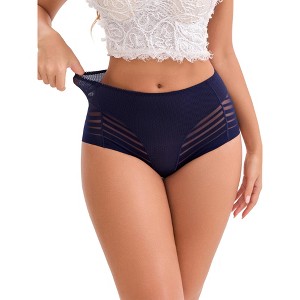 INSPIRE CHIC Women's High-Waisted Hollow Lace Mesh Full Coverage Seamless Breathable Cotton Briefs - 1 of 4