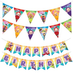 Treasures Gifted Teletubbies (1) Birthday Banner & (2) Pennants Kit - Teletubbies Party Supplies - 1 of 4