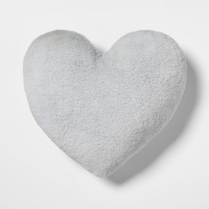 Heart Faux Fur & Velvet Throw Pillow Gray - Pillowfort