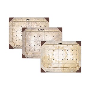 Recycled Vintage Desk Pad Calendar, Vintage Artwork, 22 x 17, Sepia Sheets, Brown Corners, 12-Month (Jan-Dec): 2025 - 1 of 4